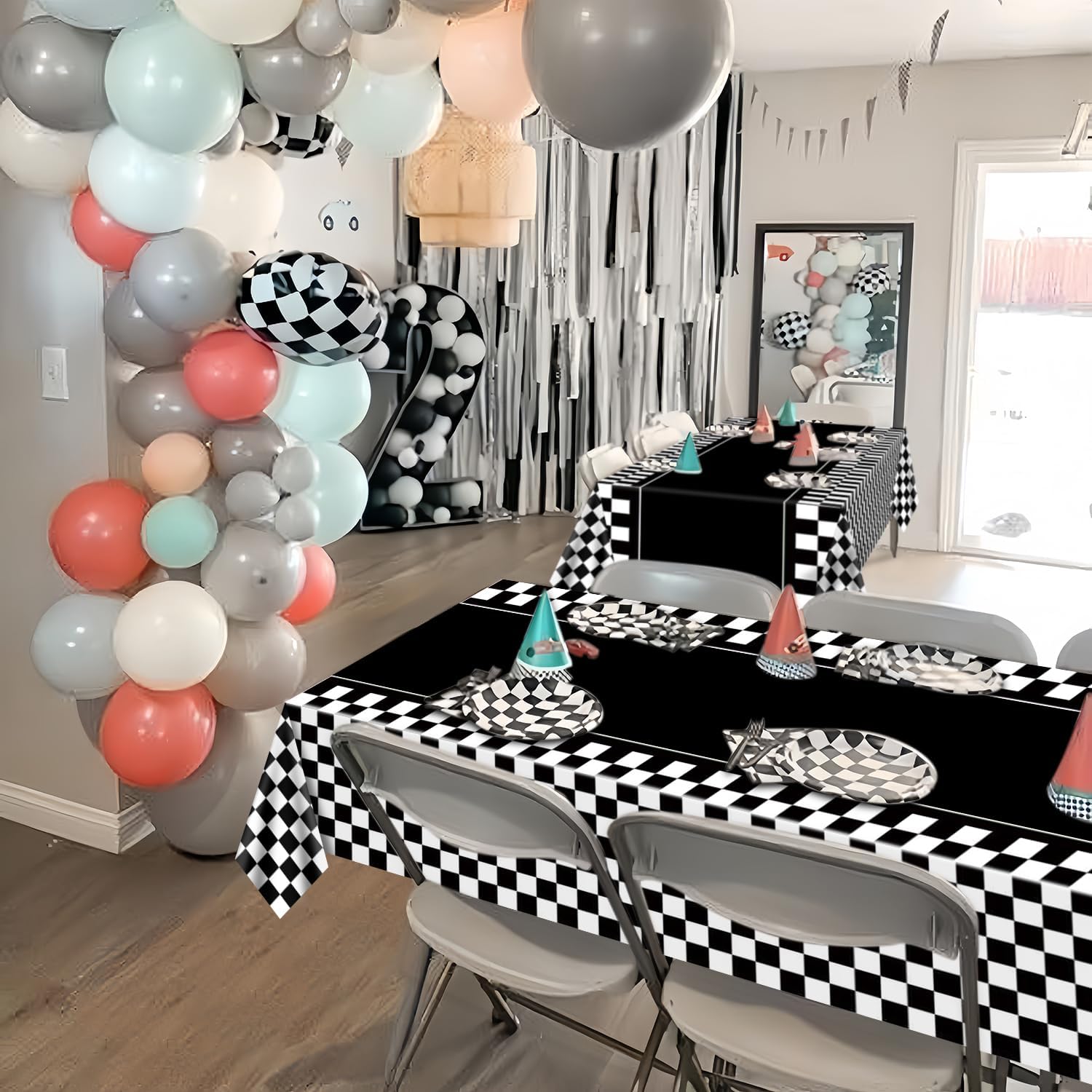 4 Pcs Racing Car Tablecloths for Birthday Party Decorations