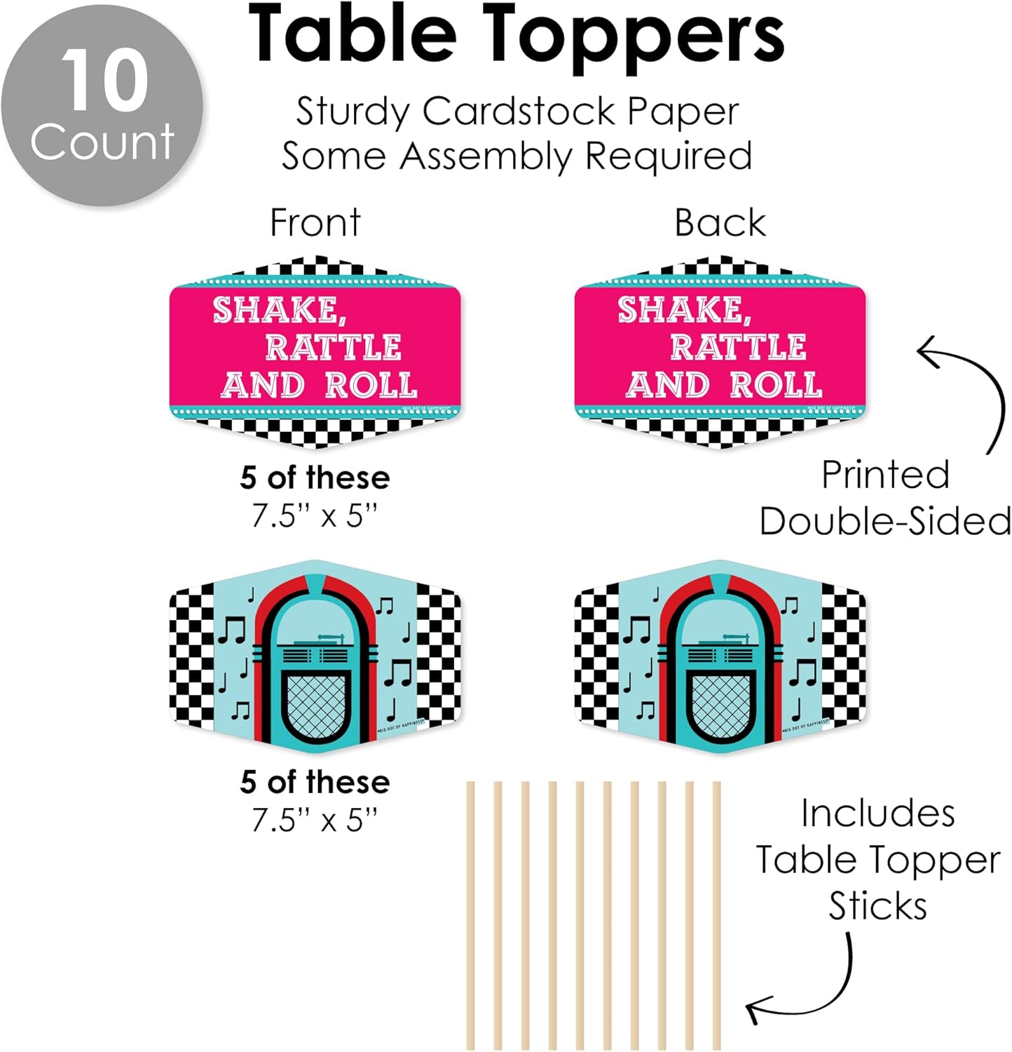 Big Dot of Happiness 50s Sock Hop Party Pack 51 Pieces