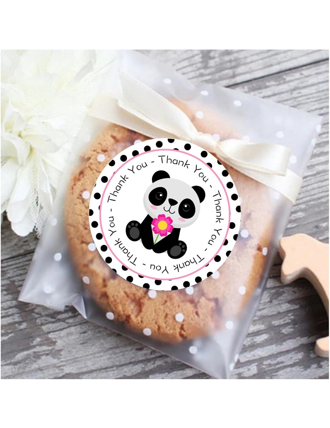 Pink Panda Thank You Stickers 24 pcs Party Decor