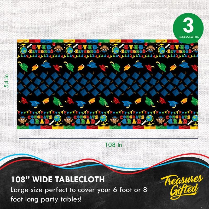Treasures Gifted Kindergarten Graduation Tablecloth 54x108 Pack of 3
