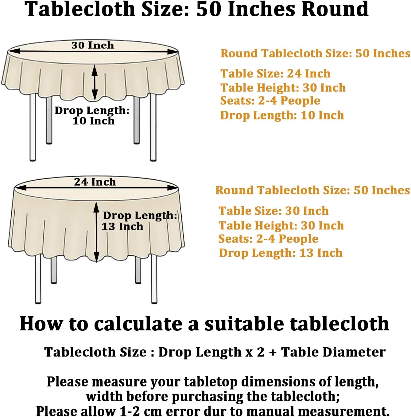 50 Inch Sequin Round Tablecloth for Parties