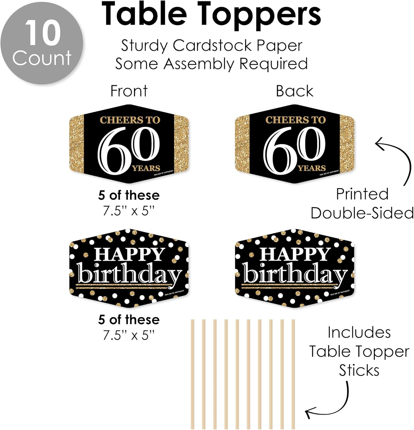 Big Dot of Happiness 60th Birthday Gold Decor Kit