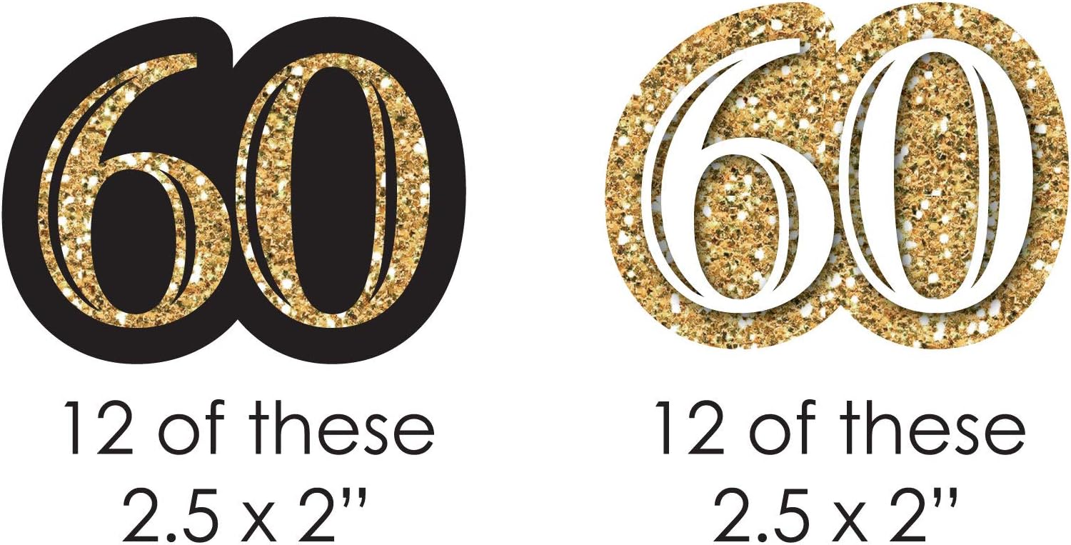Big Dot of Happiness 60th Birthday Cut Outs - Gold - 24 Count
