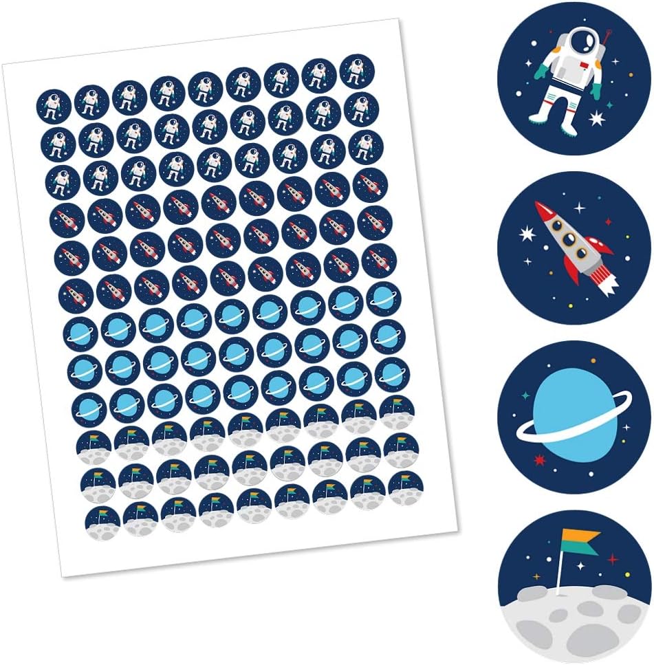 Big Dot of Happiness Rocket Ship Candy Labels - 108 Stickers
