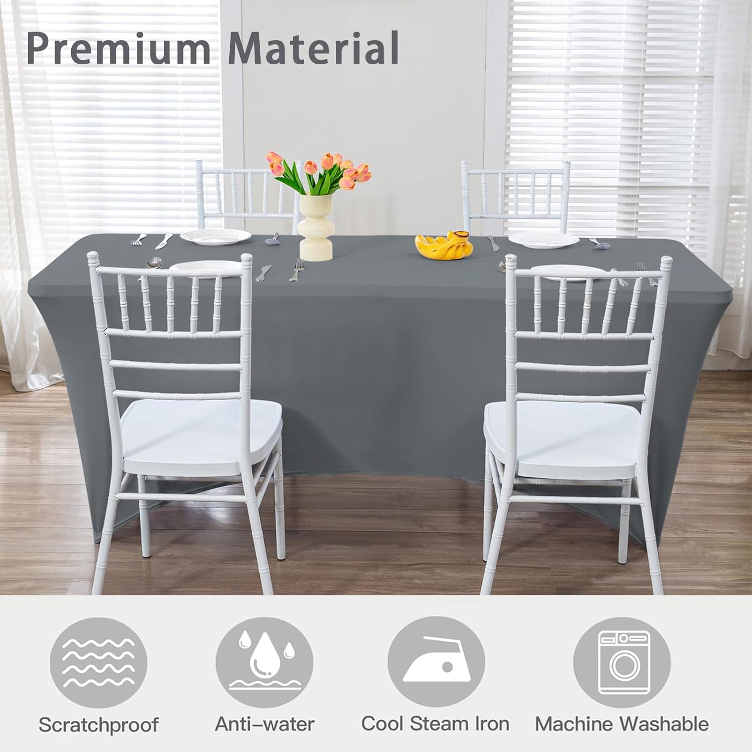 HZDHCLH Spandex Tablecloth 2 Pack 6FT Elastic Fitted Protector