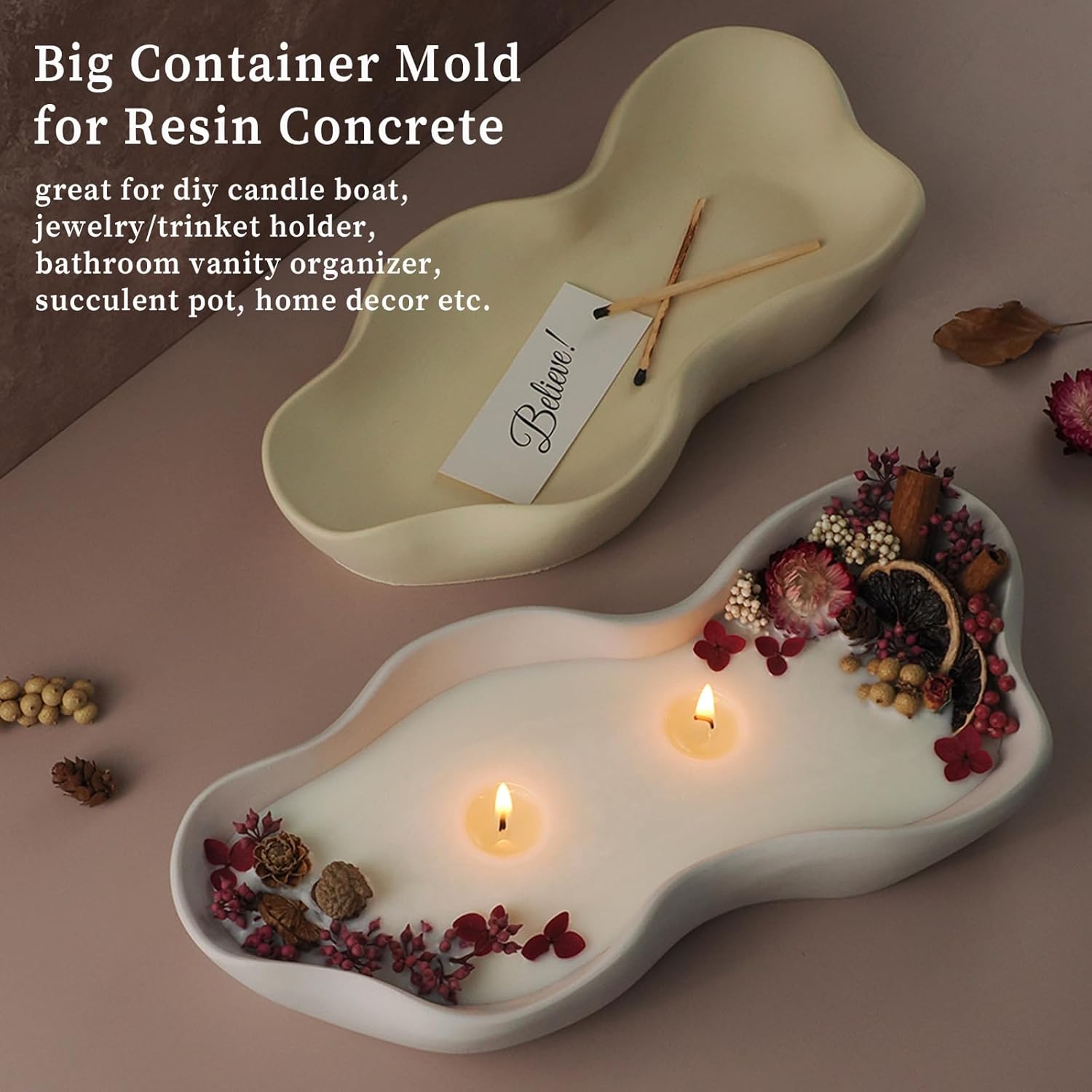 Wehous Large Silicone Candle Holder Mold for Resin