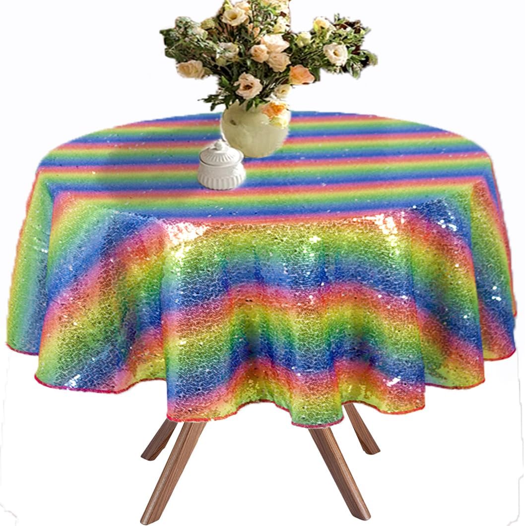 50 Inch Sequin Round Tablecloth for Parties