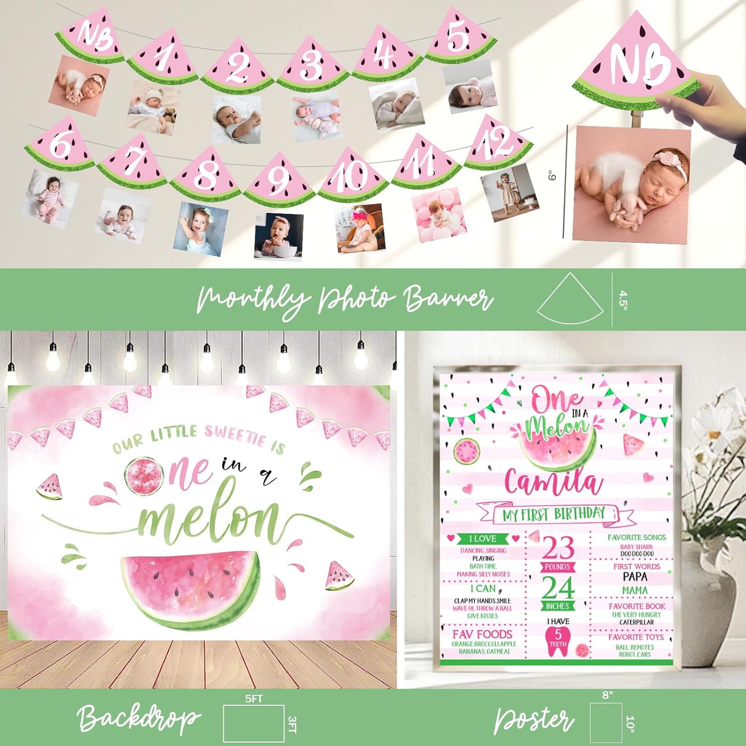 One in a Melon Birthday Party Decor Kit - 112 Pieces