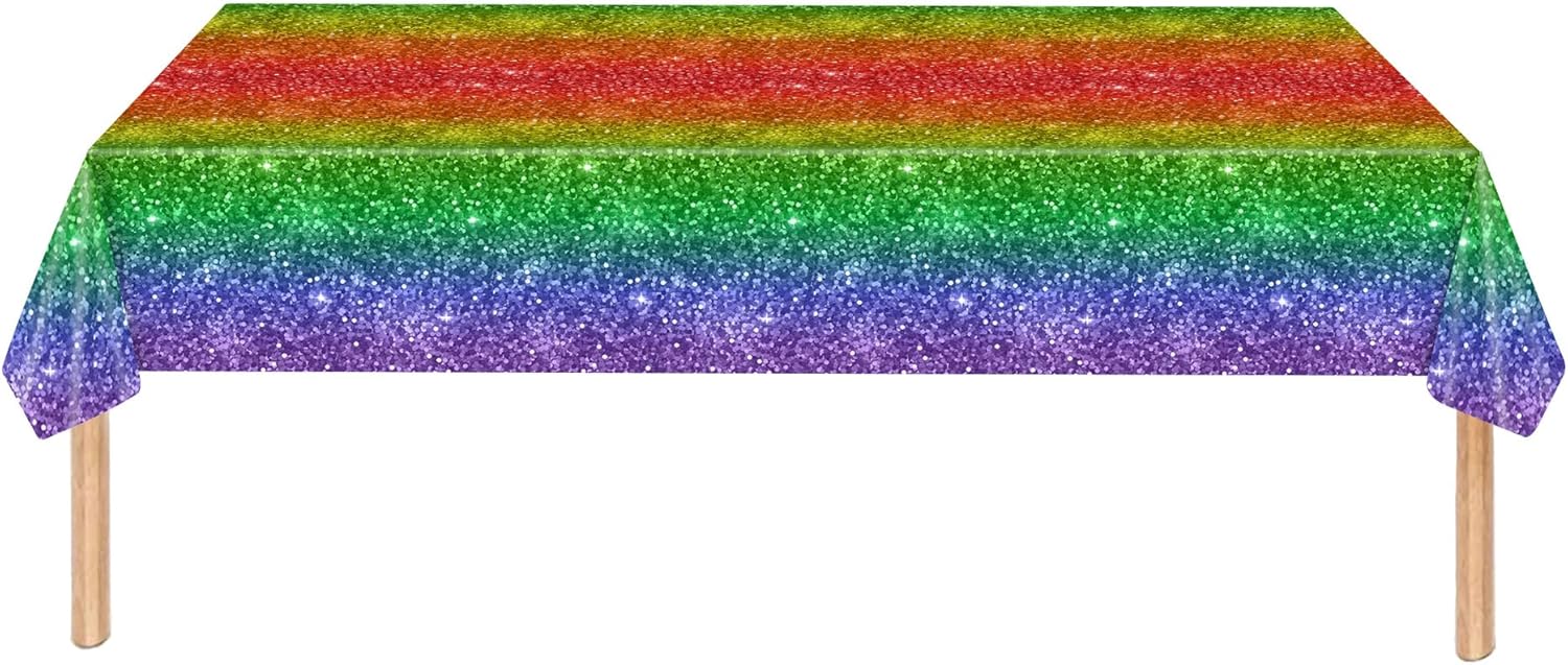 2 Pcs Rainbow Tablecloth for Birthday and Gay Pride Events