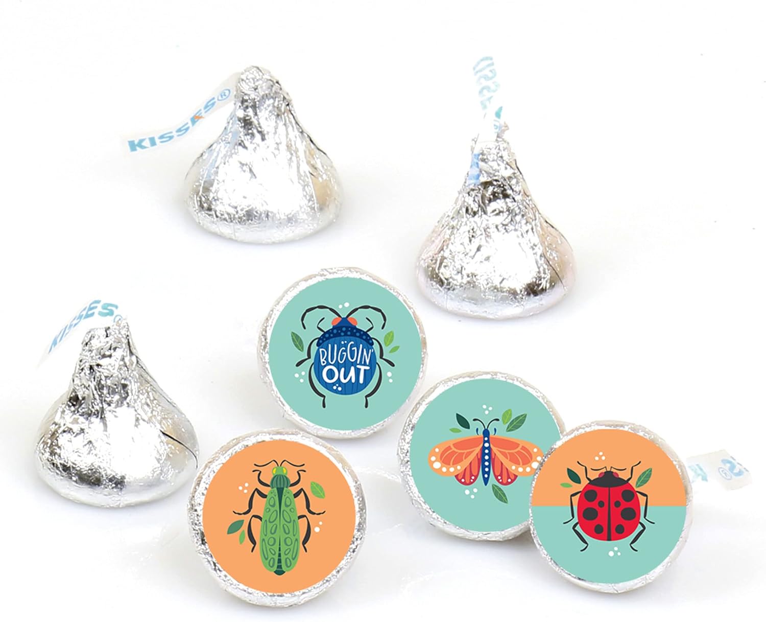 Big Dot of Happiness Buggin Out Round Candy Stickers - 1 Sheet of 108