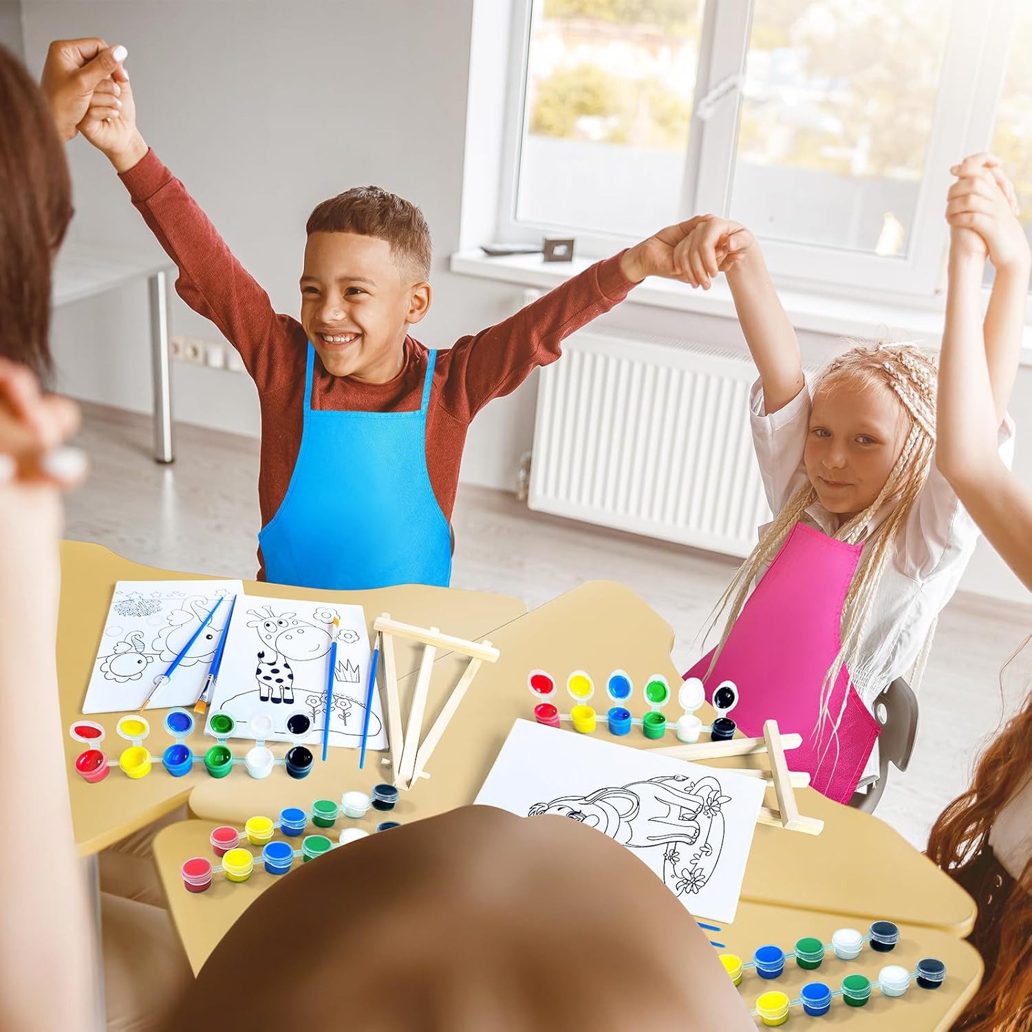 12 Sets Printed Canvas Paint Art Easel Set for Kids and Adults