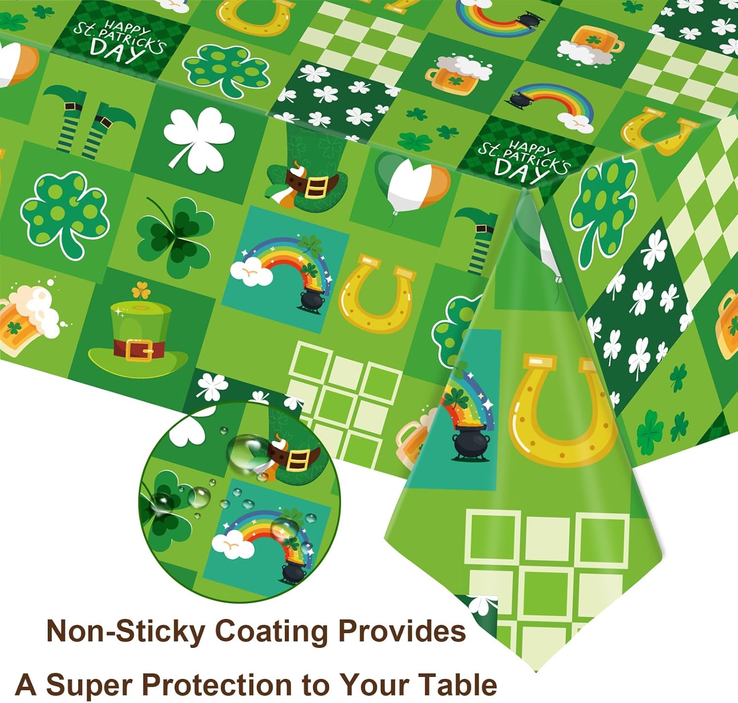 3 Pack Disposable Plastic St Patricks Day Tablecloths