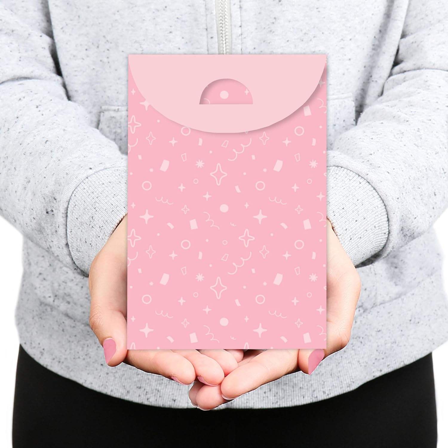 Big Dot of Happiness Pink Confetti Stars Gift Bags Set of 12