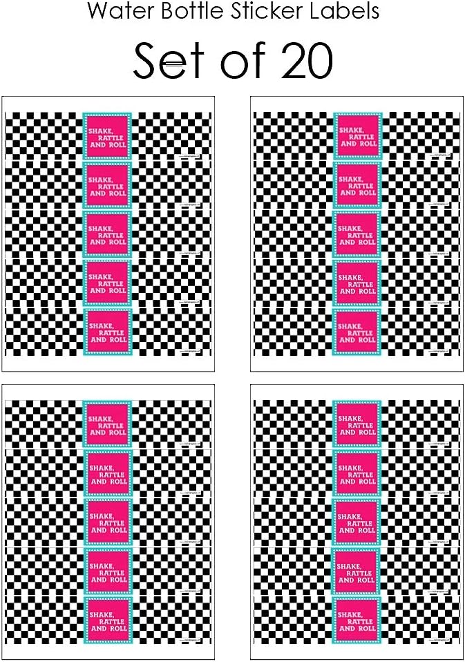 50s Sock Hop Water Bottle Sticker Labels Set of 20