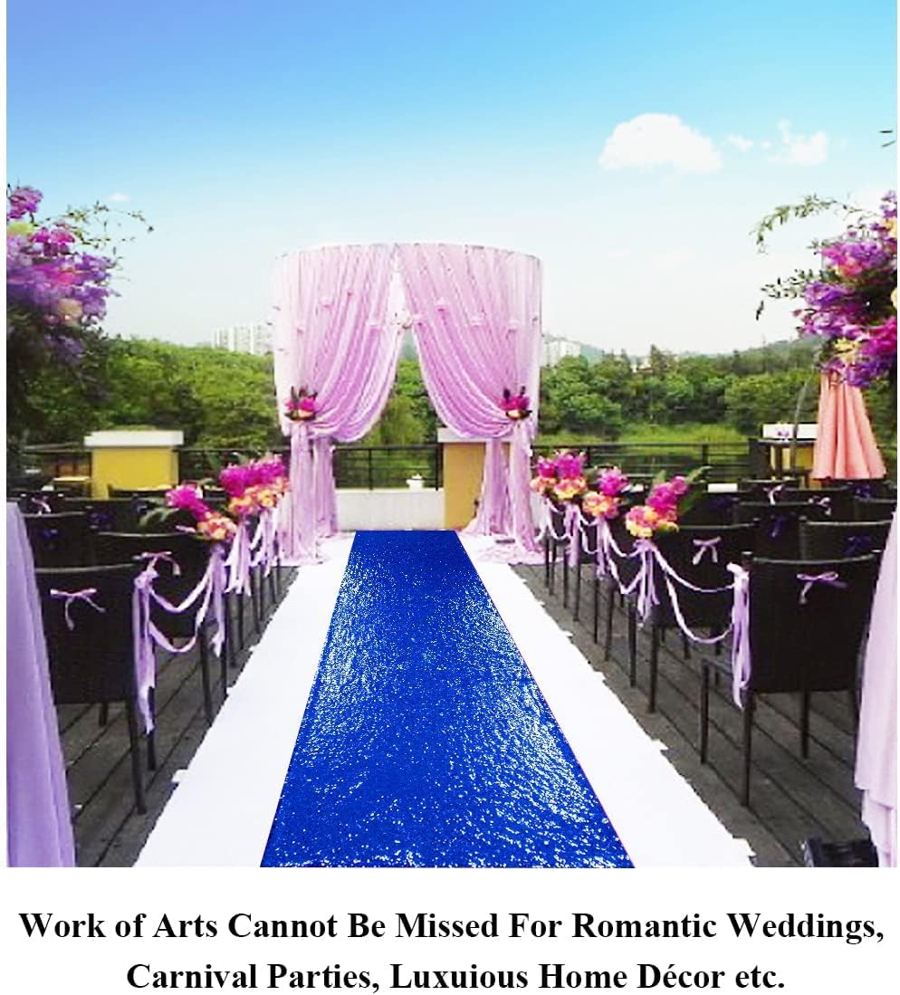 Partisout Glitter Aisle Runner for Weddings 4ftx15ft Blue
