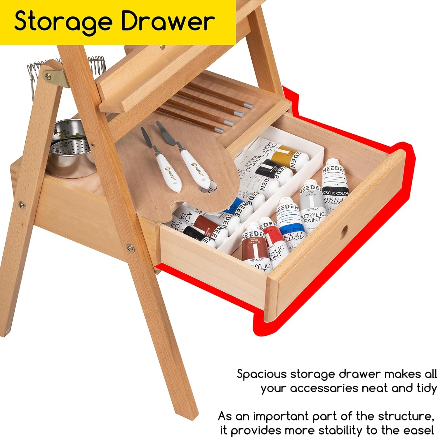 MEEDEN Adjustable Easel with Storage Drawer for Artists