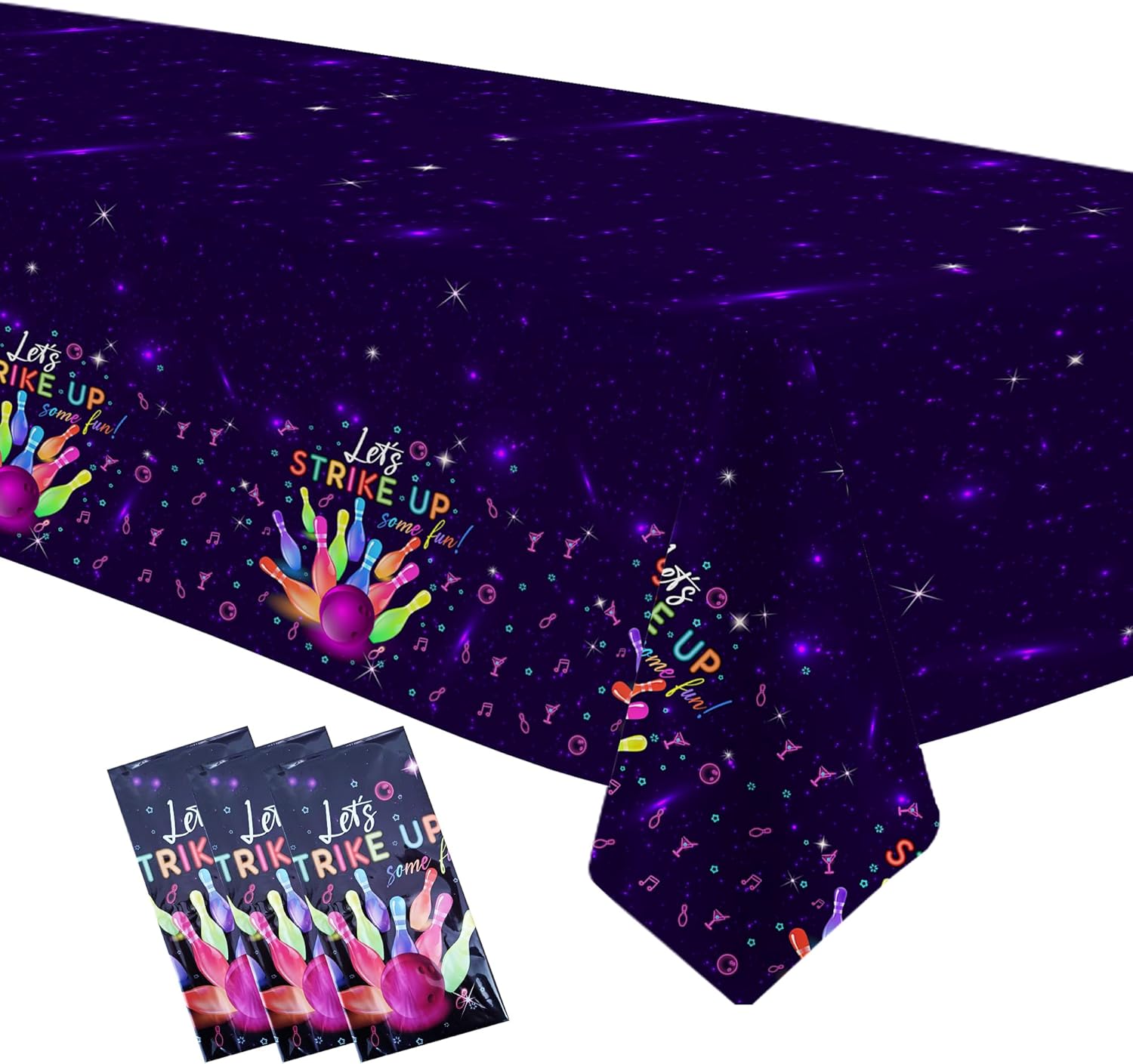Bowling Party Tablecloth Set of 3 54in x 108in