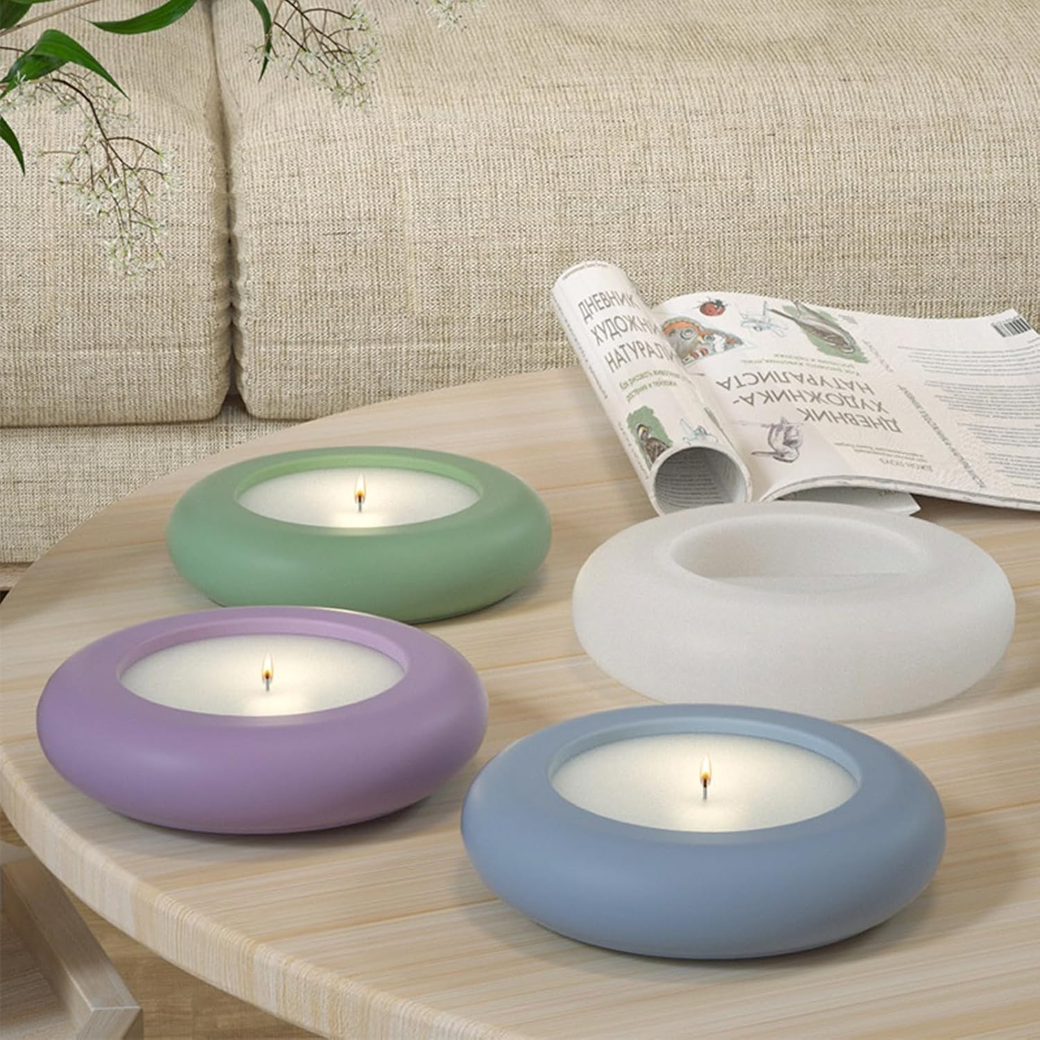 Wehous 2PCS Round Candle Holder Silicone Molds