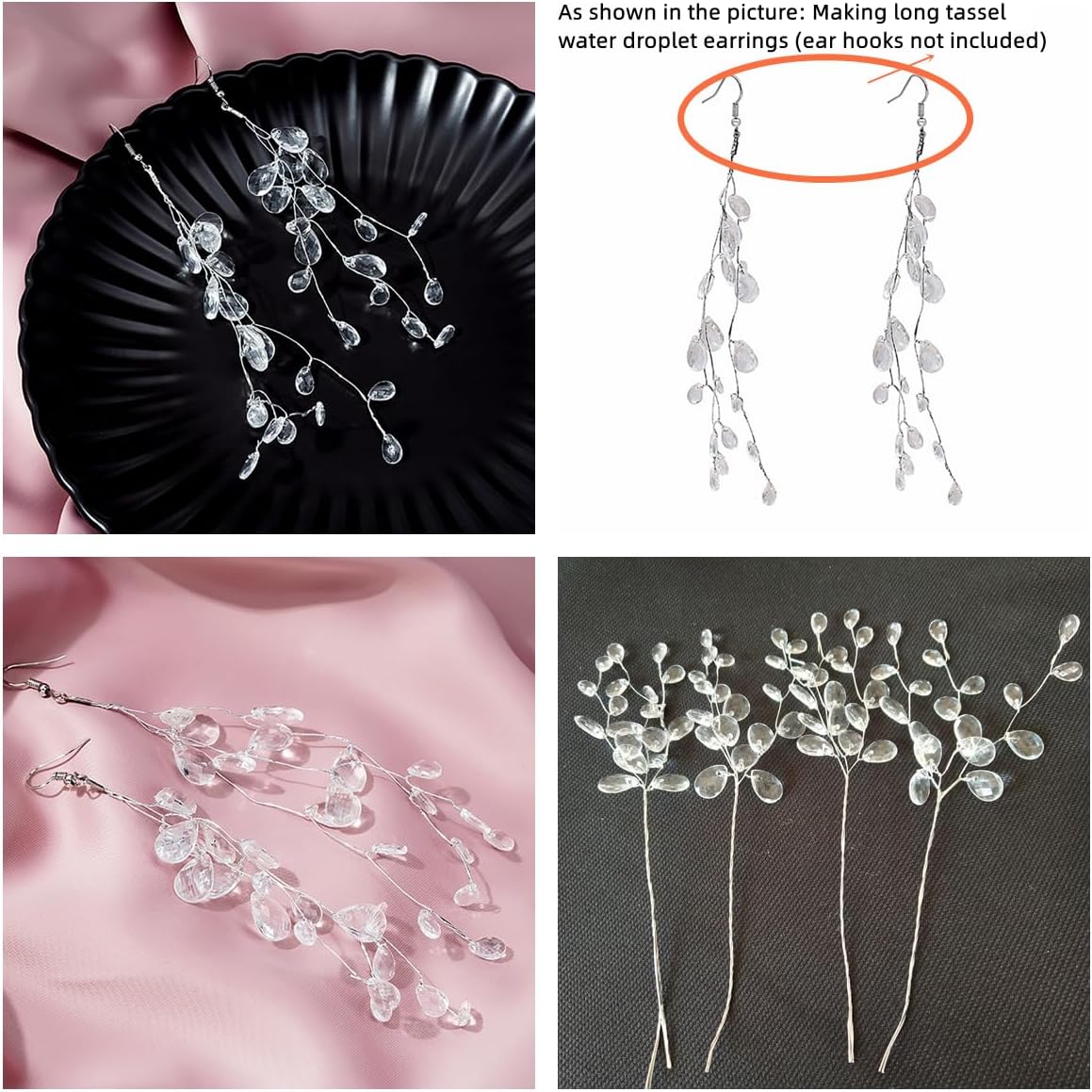 30pack Acrylic Drop Bead Floral Picks with Soft Stems