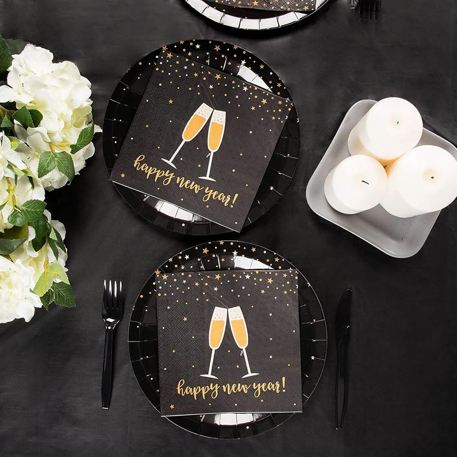 Juvale 3 Pack Black Tablecloth for Rectangle Tables