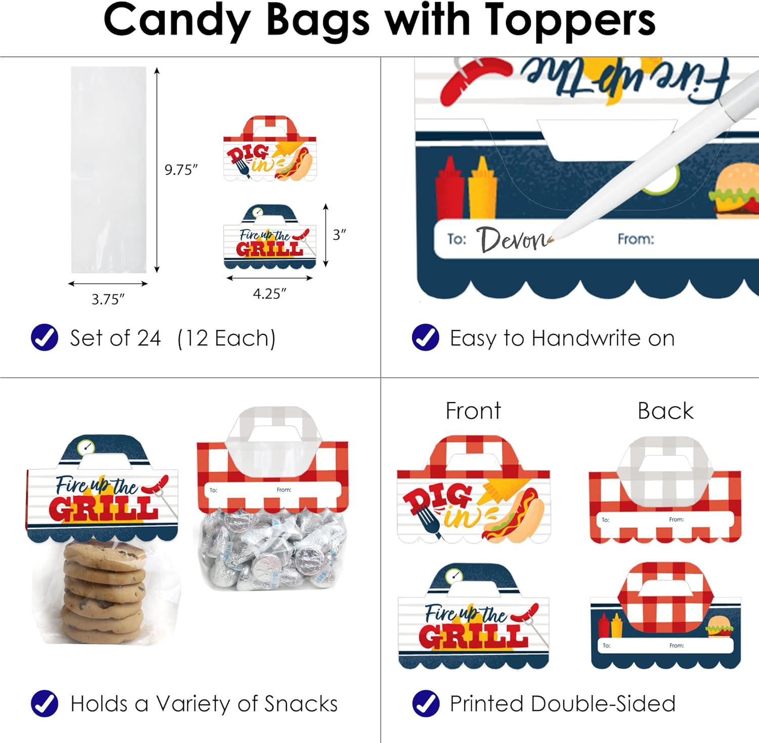 Fire Up the Grill DIY Party Favor Bags Set of 24