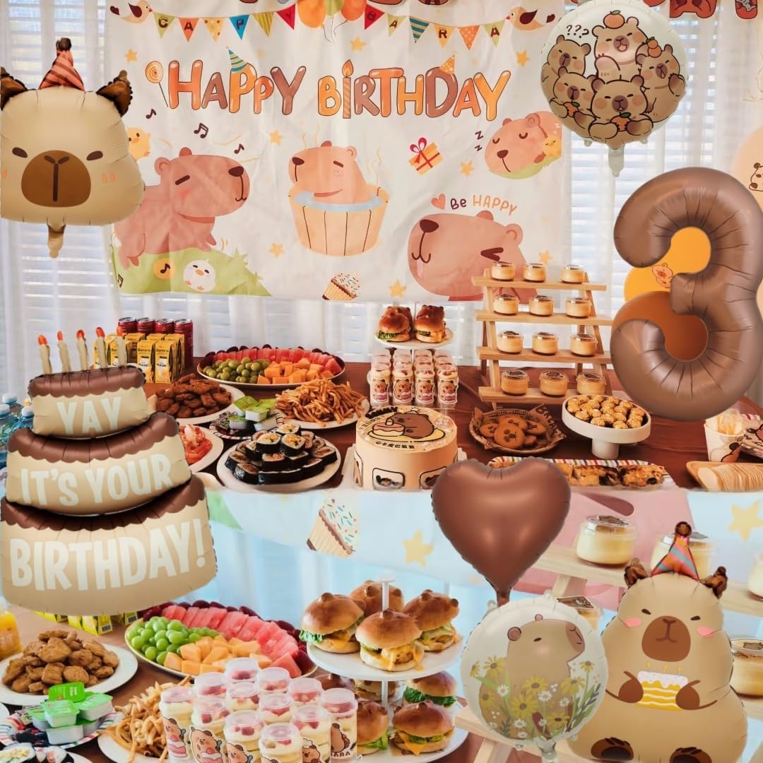 Capybara Birthday Foil Balloon Set - 8 Piece