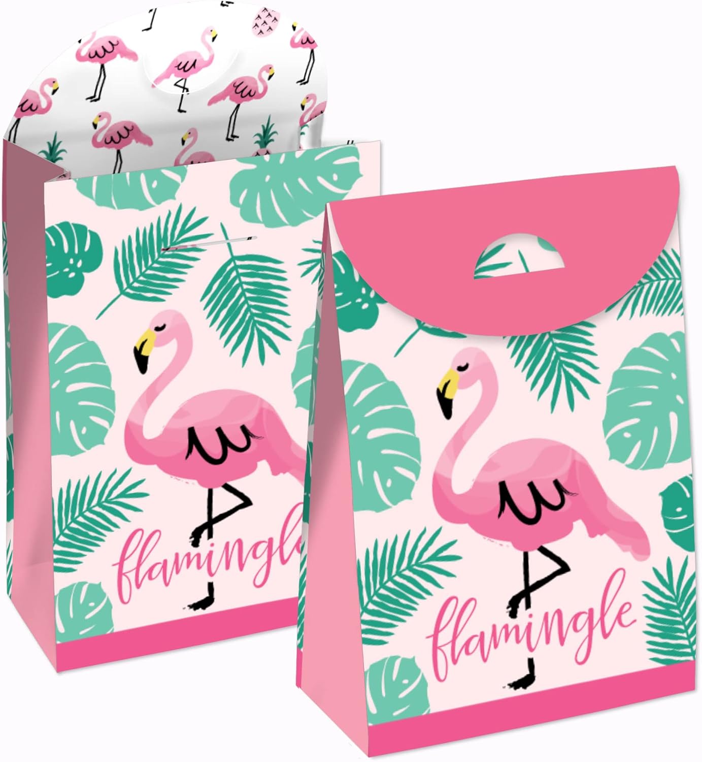 Big Dot of Happiness Pink Flamingo Party Favor Bag Set of 12