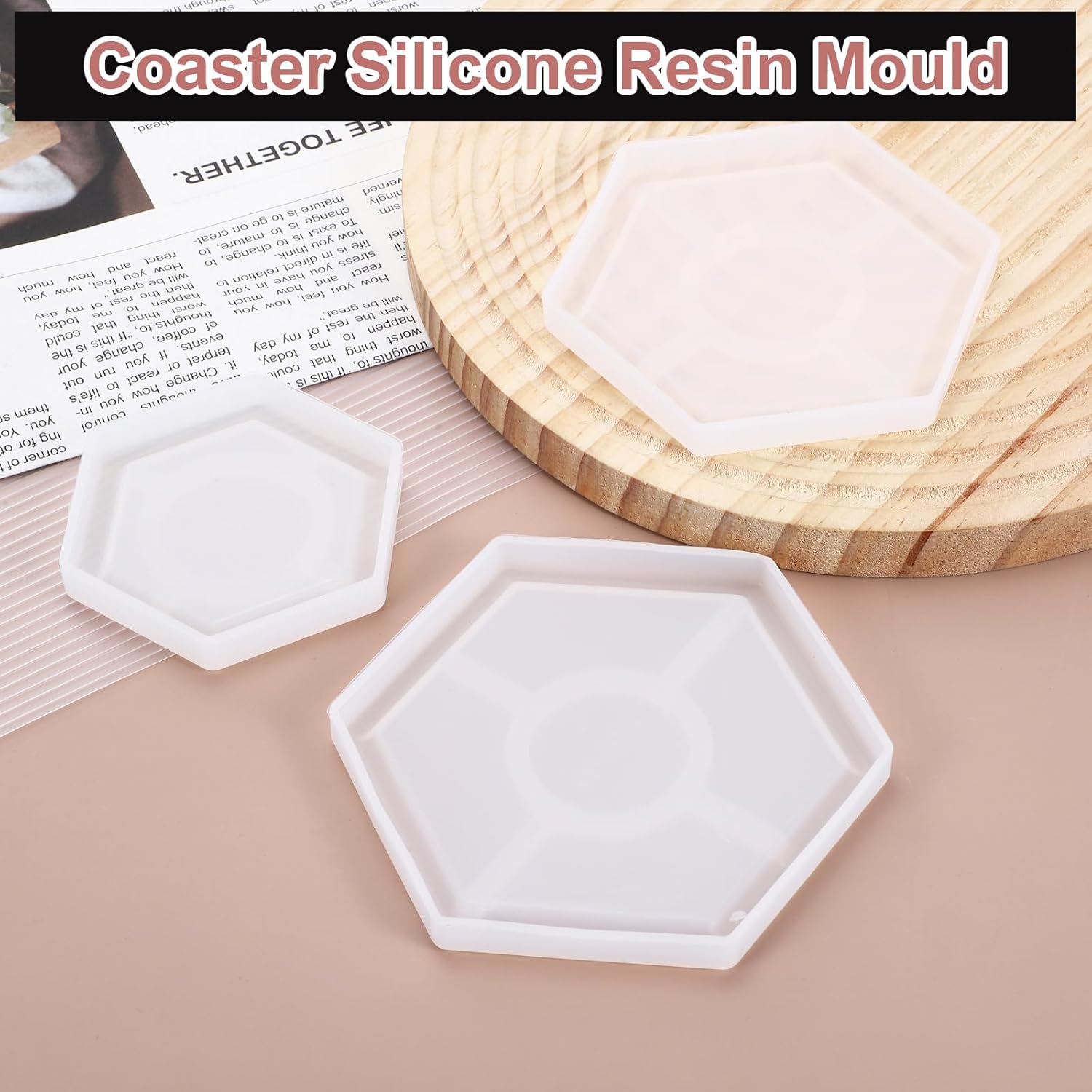 Uxcell 3 Pcs Hexagon Coaster Silicone Resin Moulds
