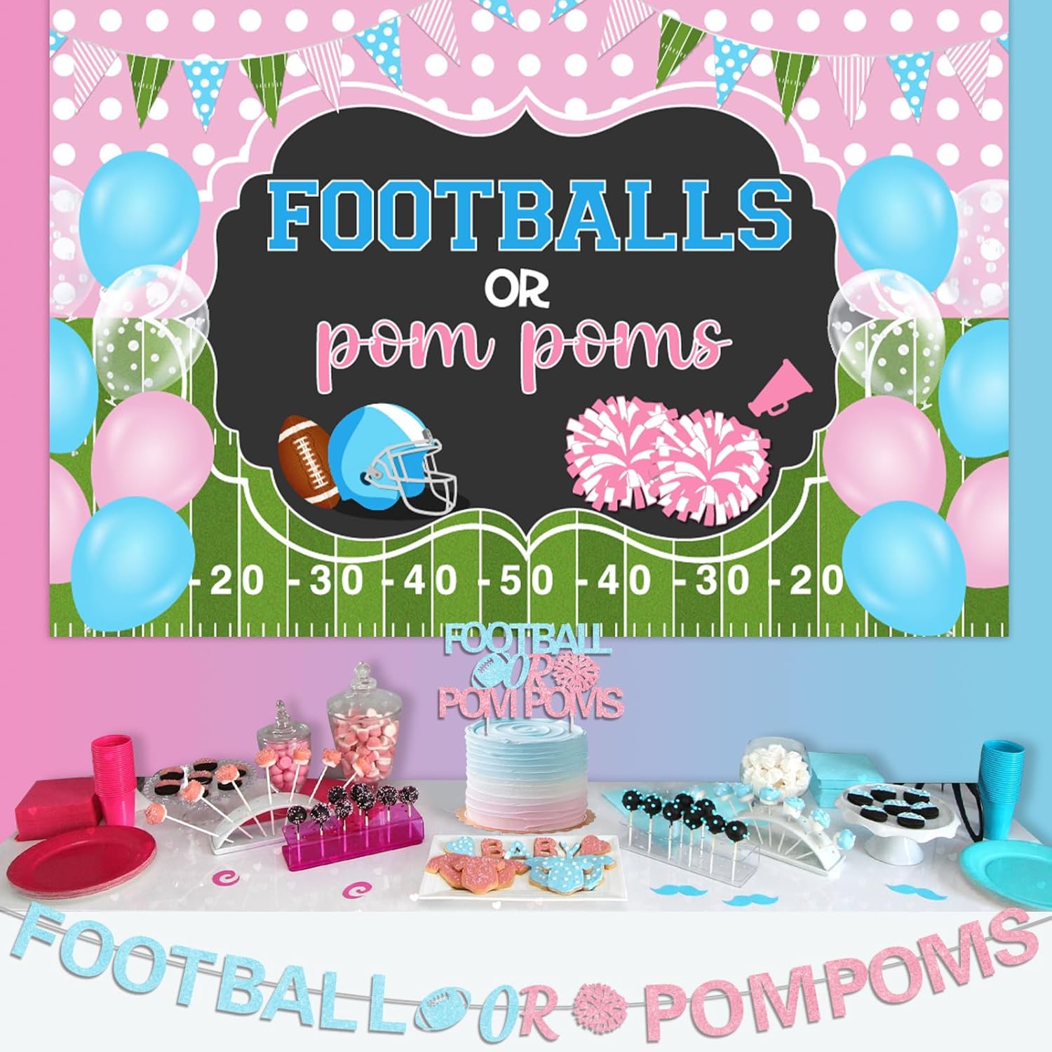 Football Gender Reveal Decorations Set