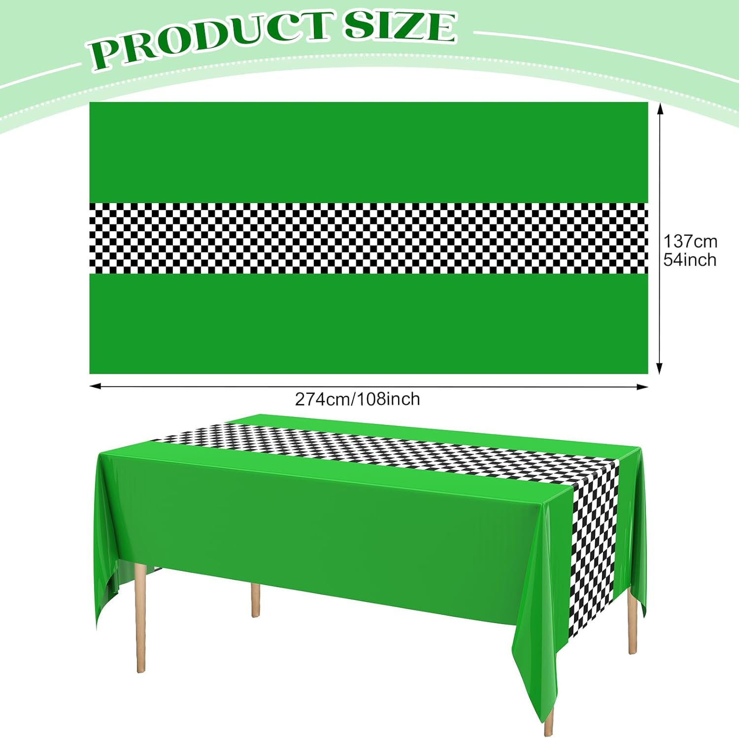 Irenare 3 Pack Racing Car Table Covers Green