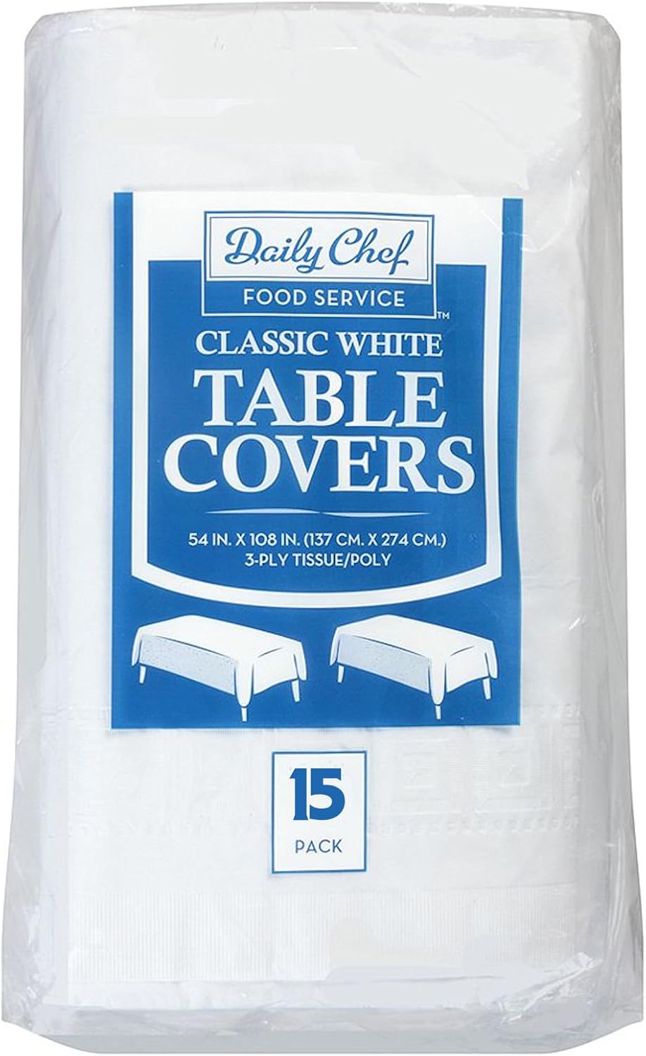 Daily Chef 3-Ply Tissue Paper Table Covers White Pack of 15