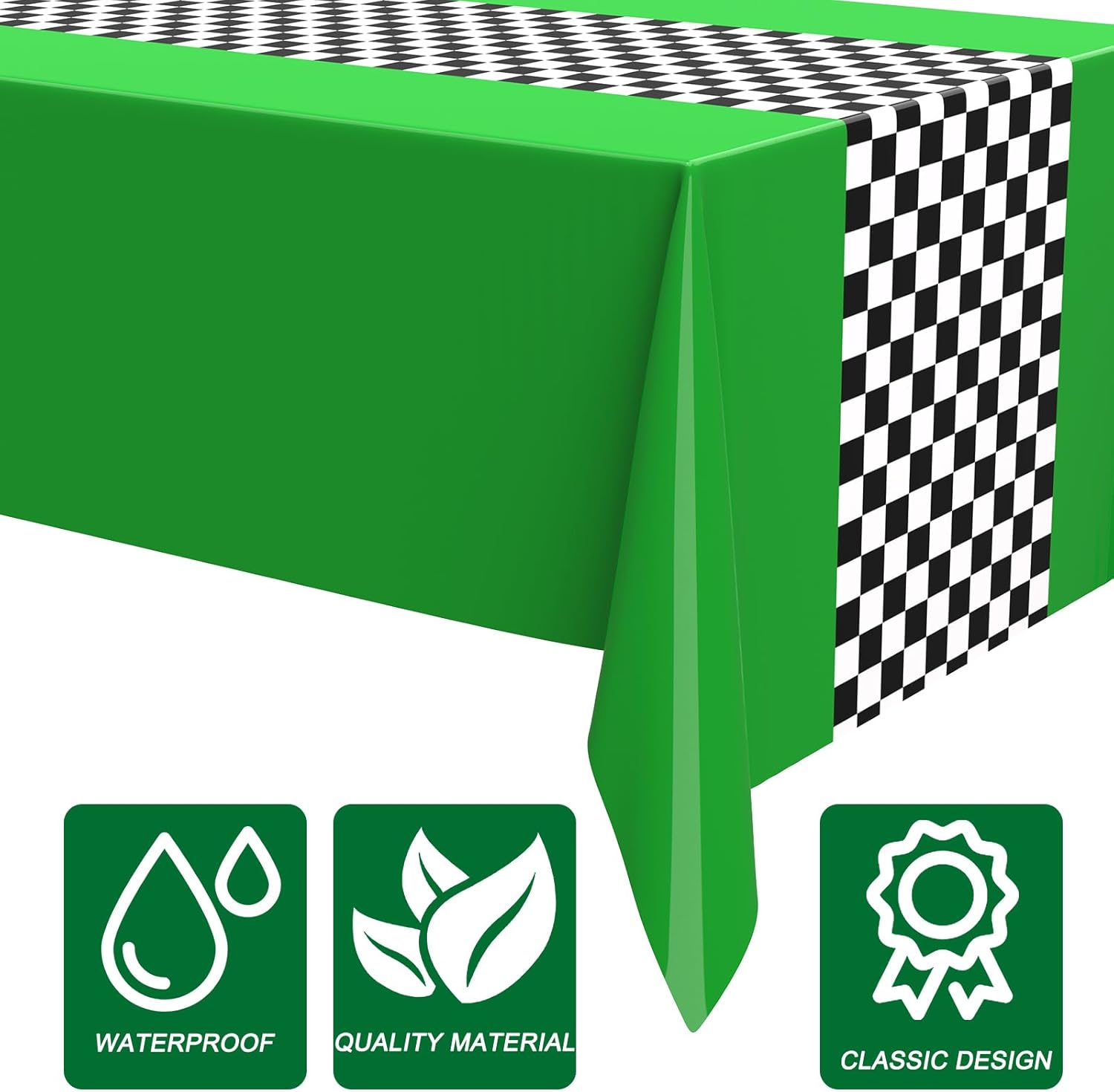 Irenare 3 Pack Racing Car Table Covers Green