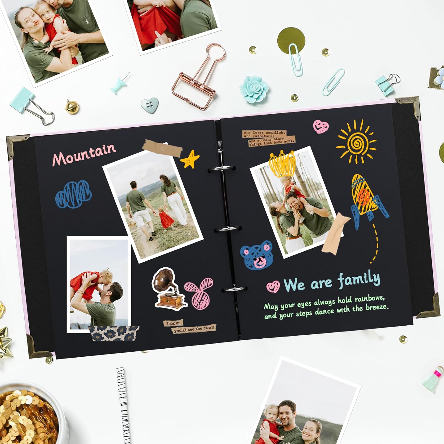 Vienrose DIY Scrapbook Album Kit 60 Pages 12x12 Inches