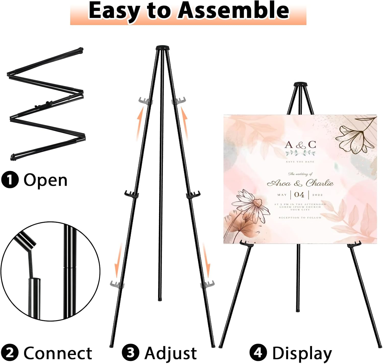 Instant Display Easel Stand - 63 Collapsible Portable Artist Floor Easel