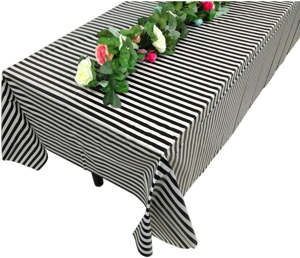 Retzjorv Vpang 2 Pcs Striped Plastic Tablecloths