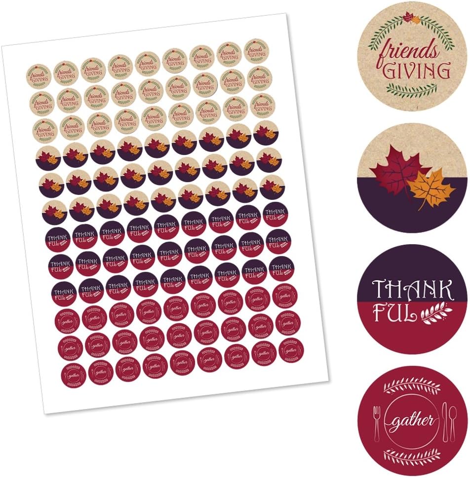 Friendsgiving Candy Sticker Favors 108 Stickers Sheet