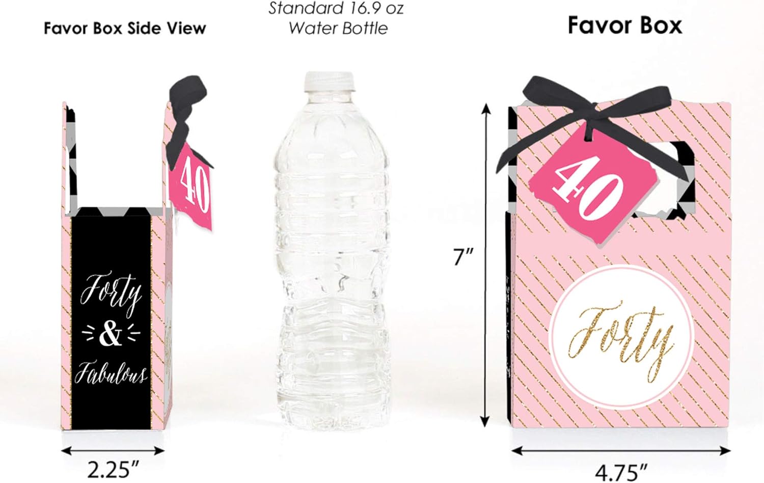 Chic 40th Birthday Favor Boxes Set of 12