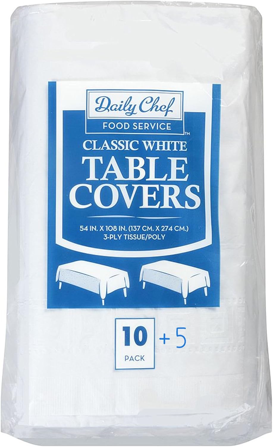 Daily Chef 3-Ply Tissue Paper Table Covers White Pack of 15