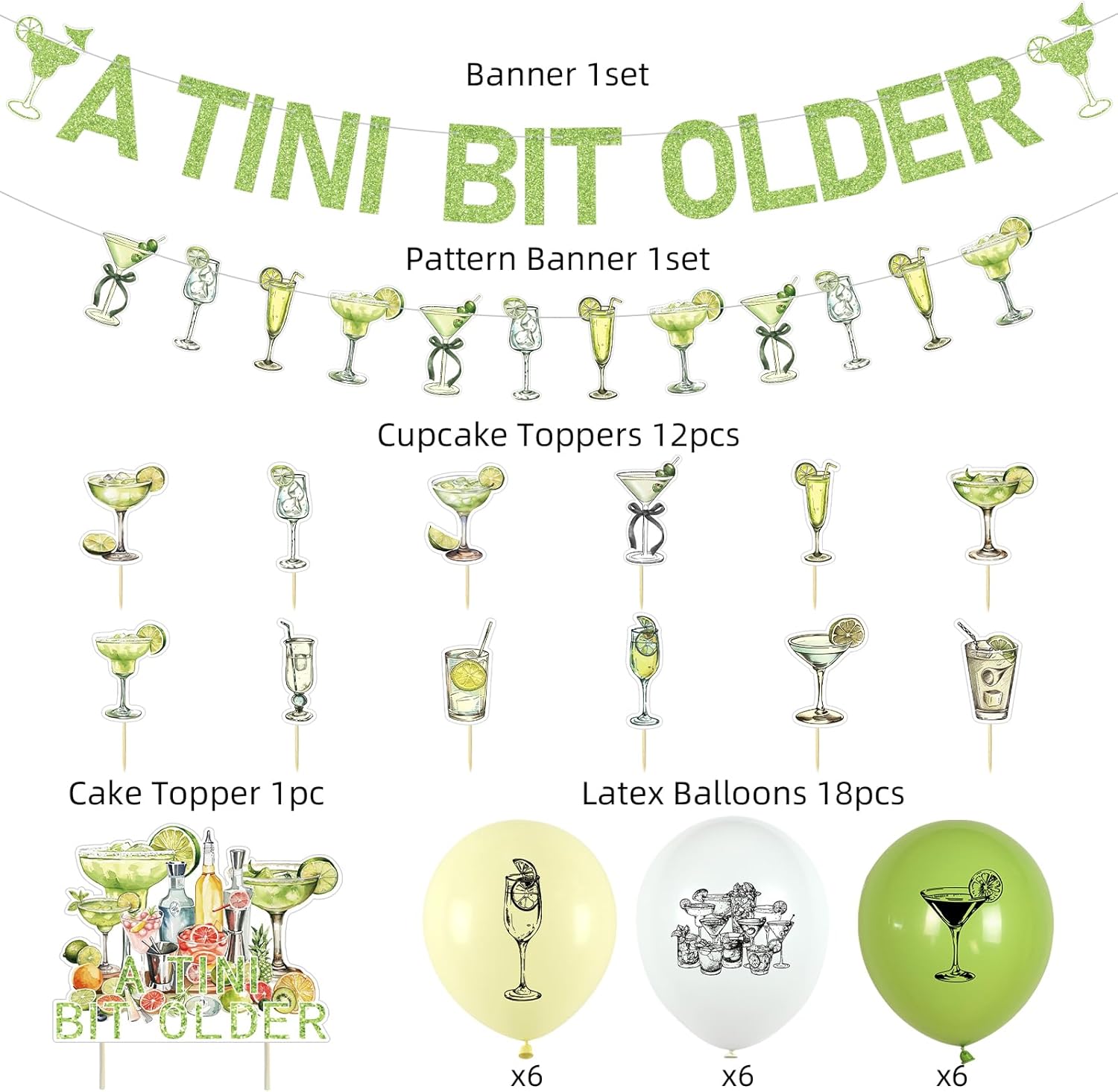 Martini Birthday Party Decorations Pack