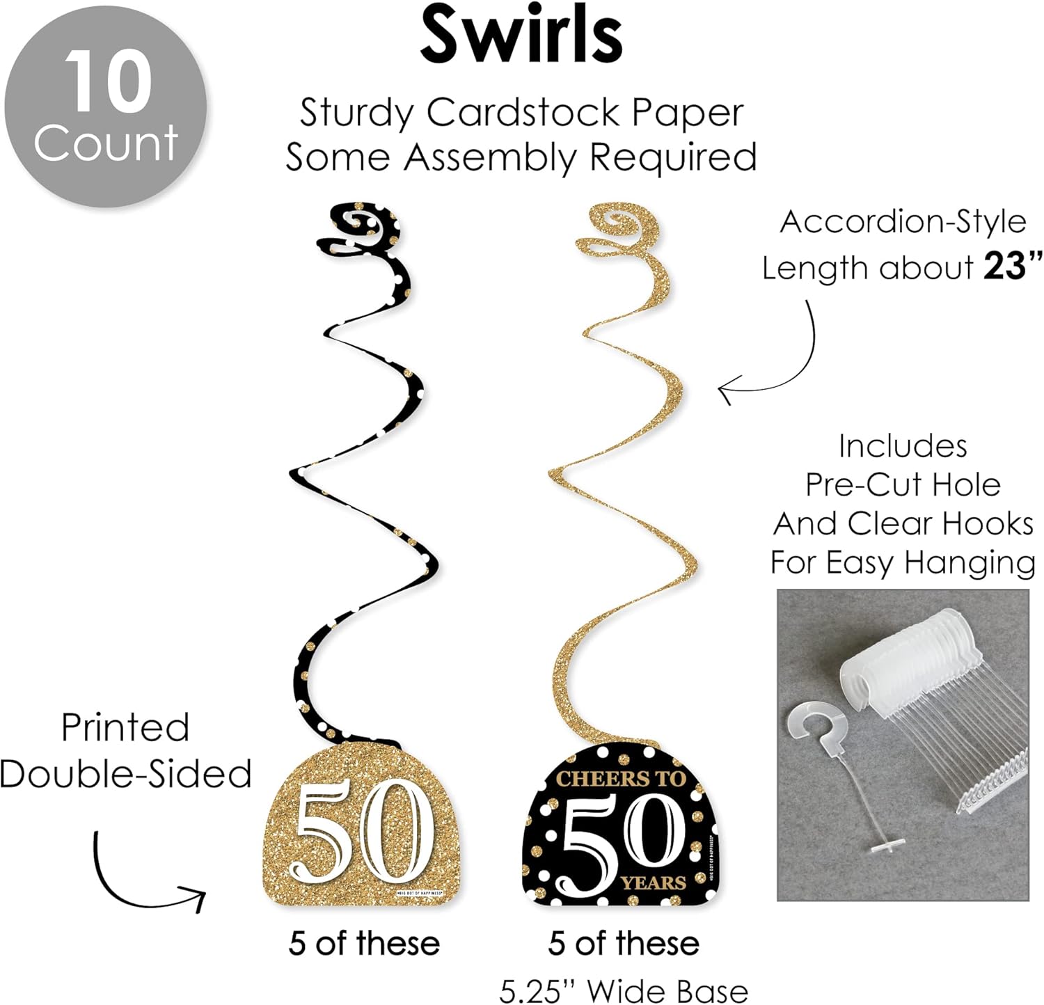 Big Dot of Happiness 50th Birthday Gold Party Decor Kit