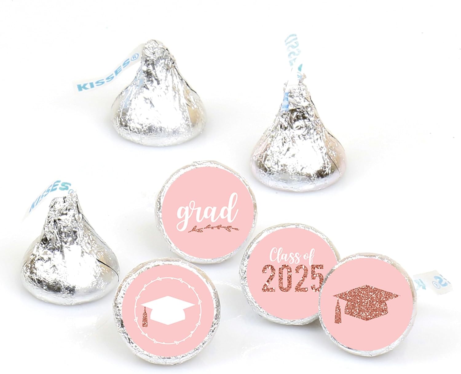 Rose Gold Grad Round Candy Sticker Favors 2025