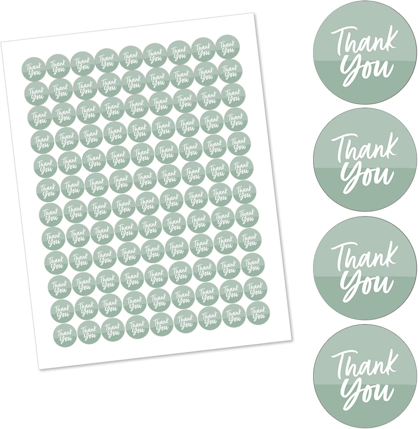 Sage Green Round Candy Sticker Favors 108 Per Sheet