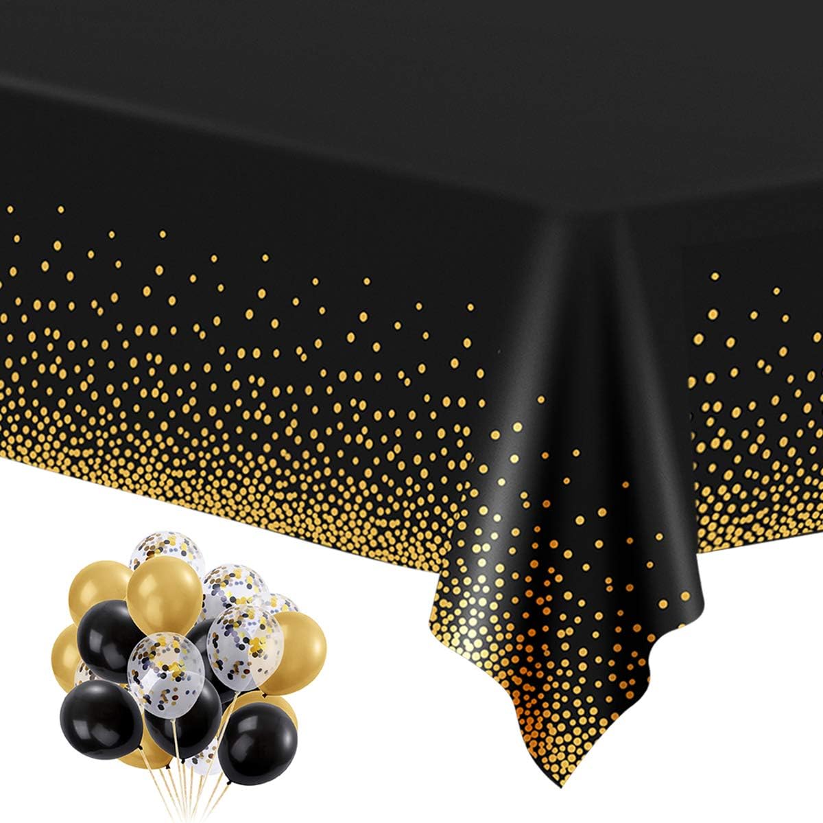 HOMIX 6 Pack Black and Gold Tablecloths for Rectangle Tables