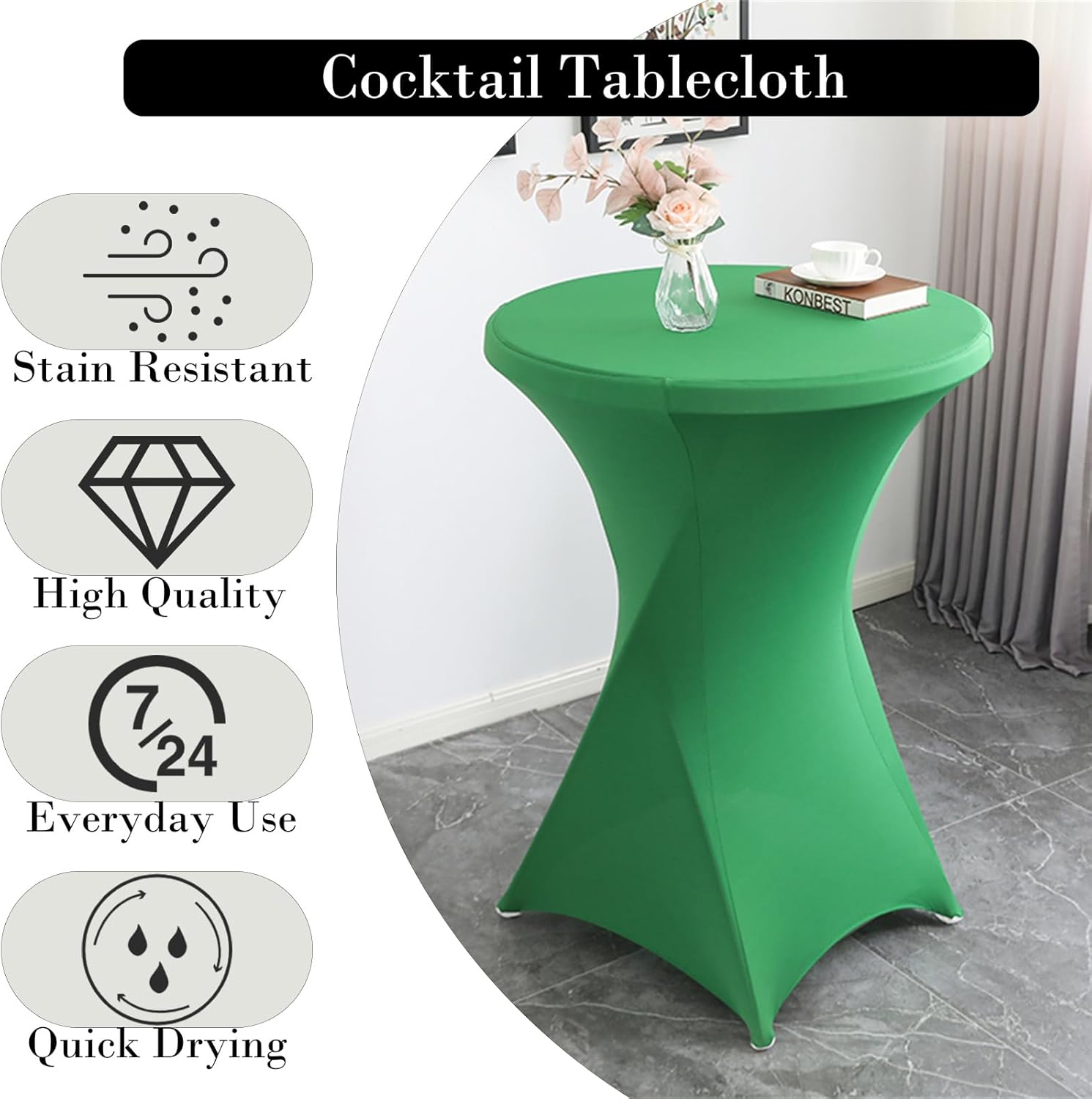 Rakila 2 Pack Spandex Cocktail Table Covers