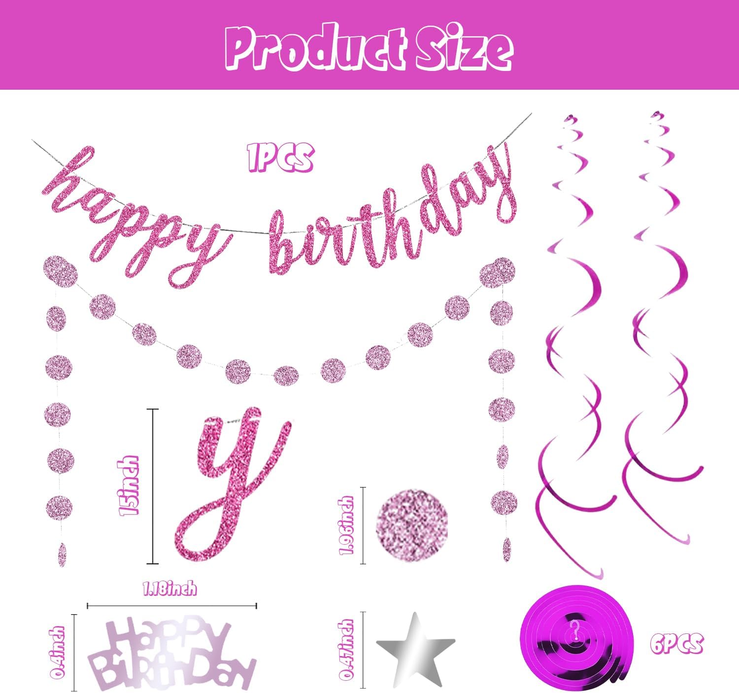 Rose Purple Happy Birthday Decorations Set
