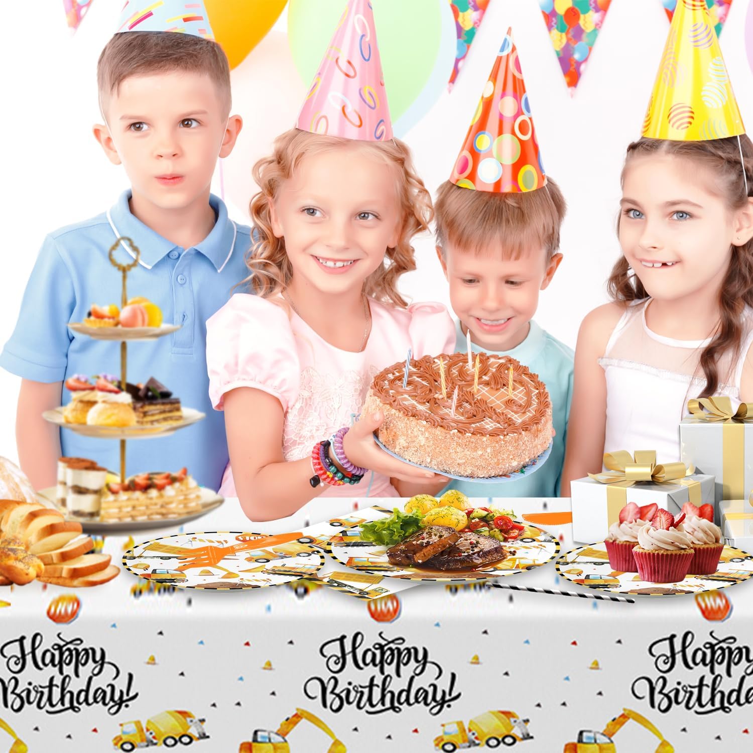 141Pcs Construction Birthday Party Supplies Set