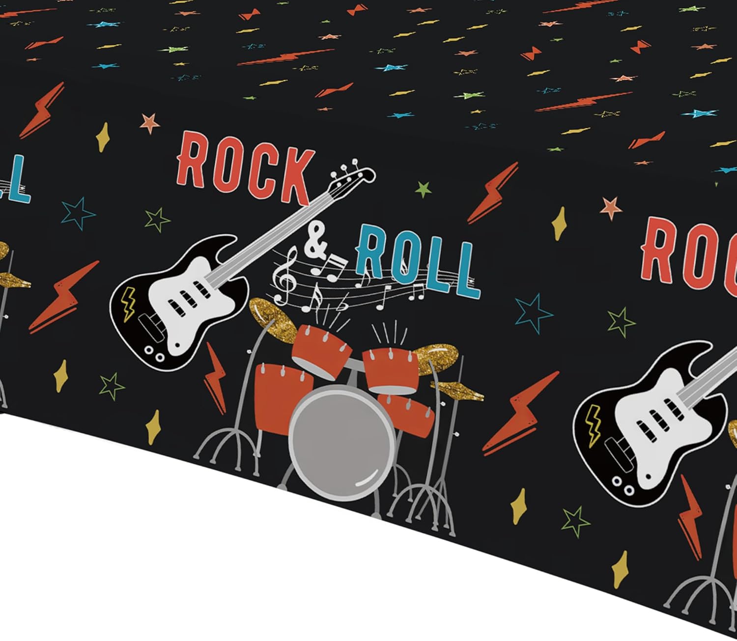 Rock and Roll Party Decorations Tablecloth 3pcs