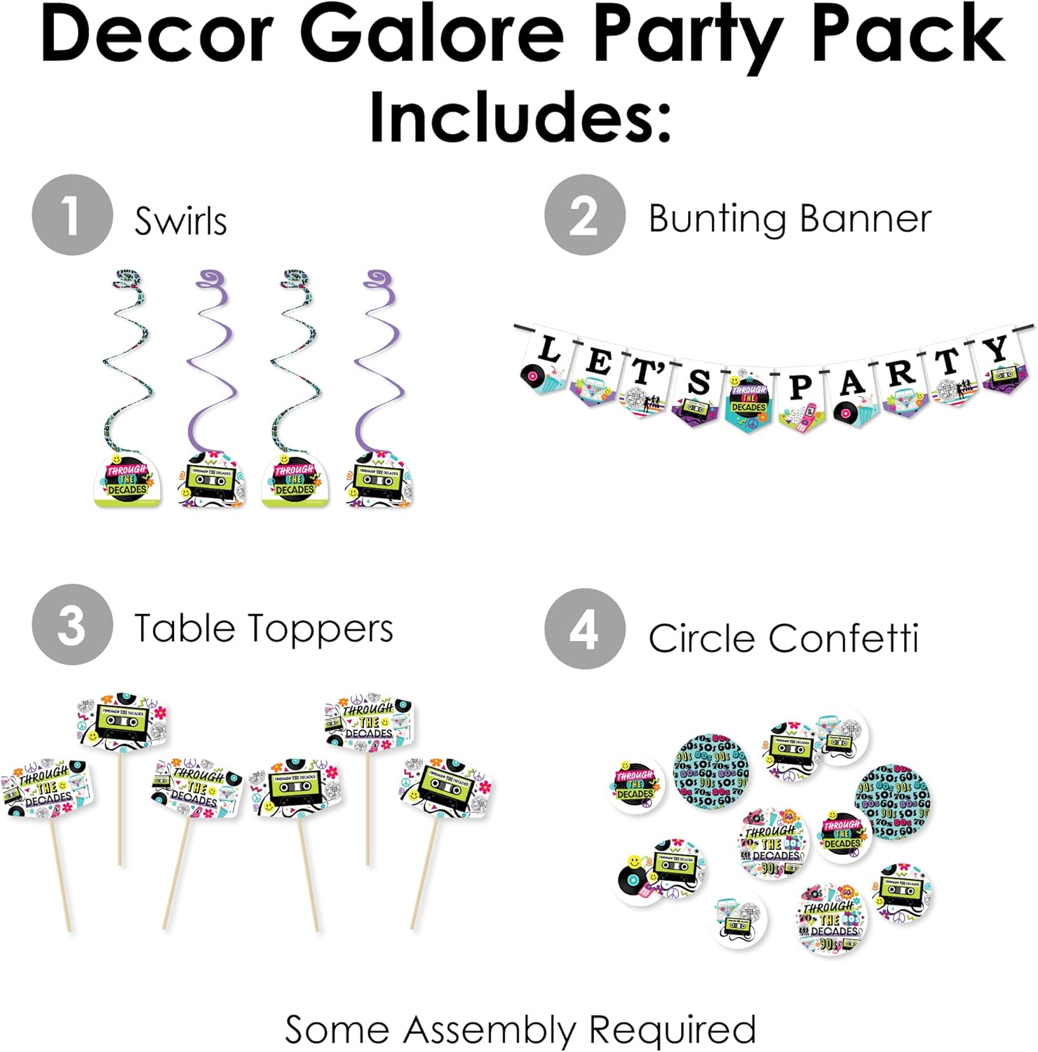 Big Dot of Happiness Through the Decades Party Decor Kit