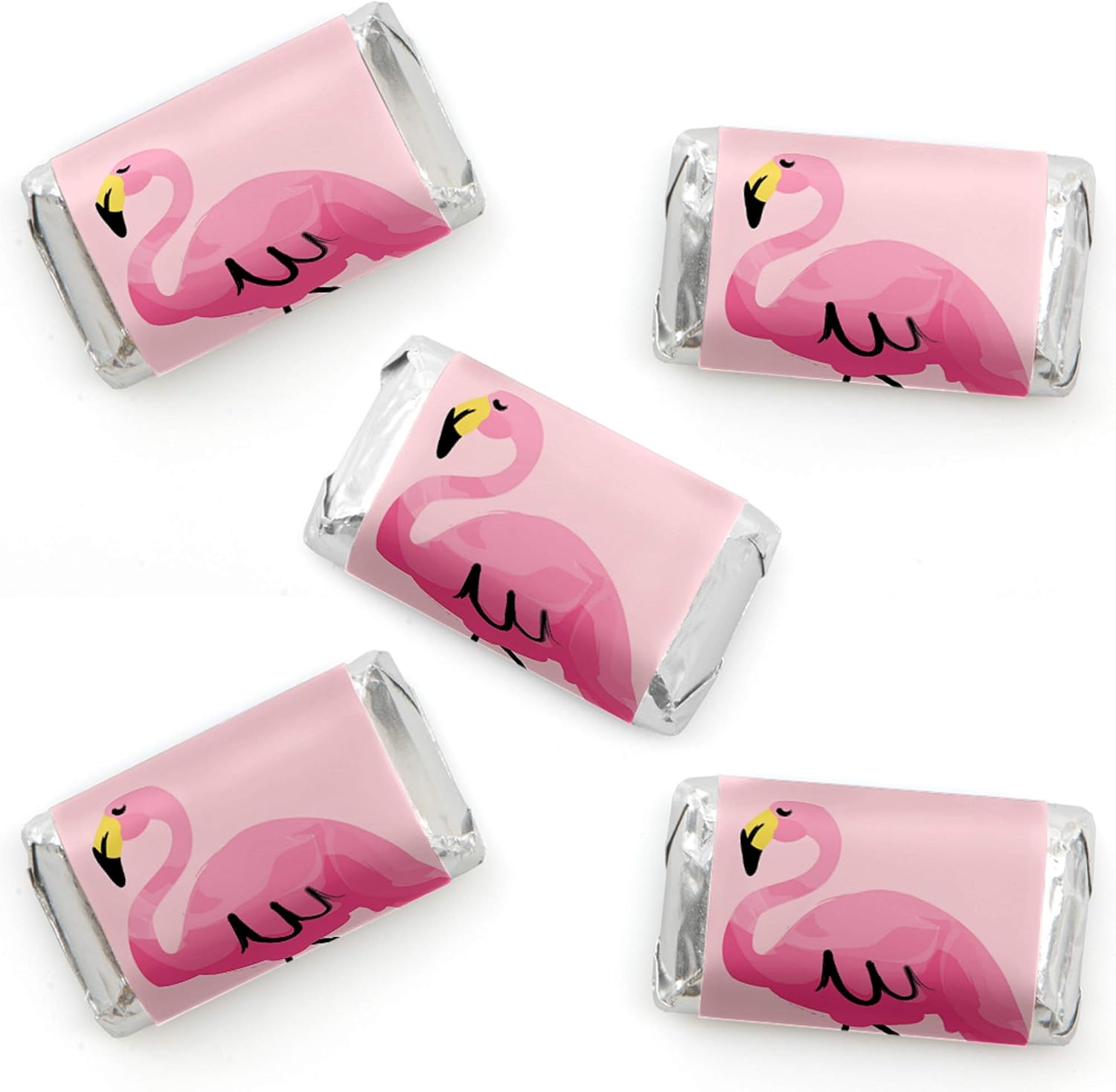 Big Dot of Happiness Pink Flamingo Mini Candy Bar Wrappers 40 Count
