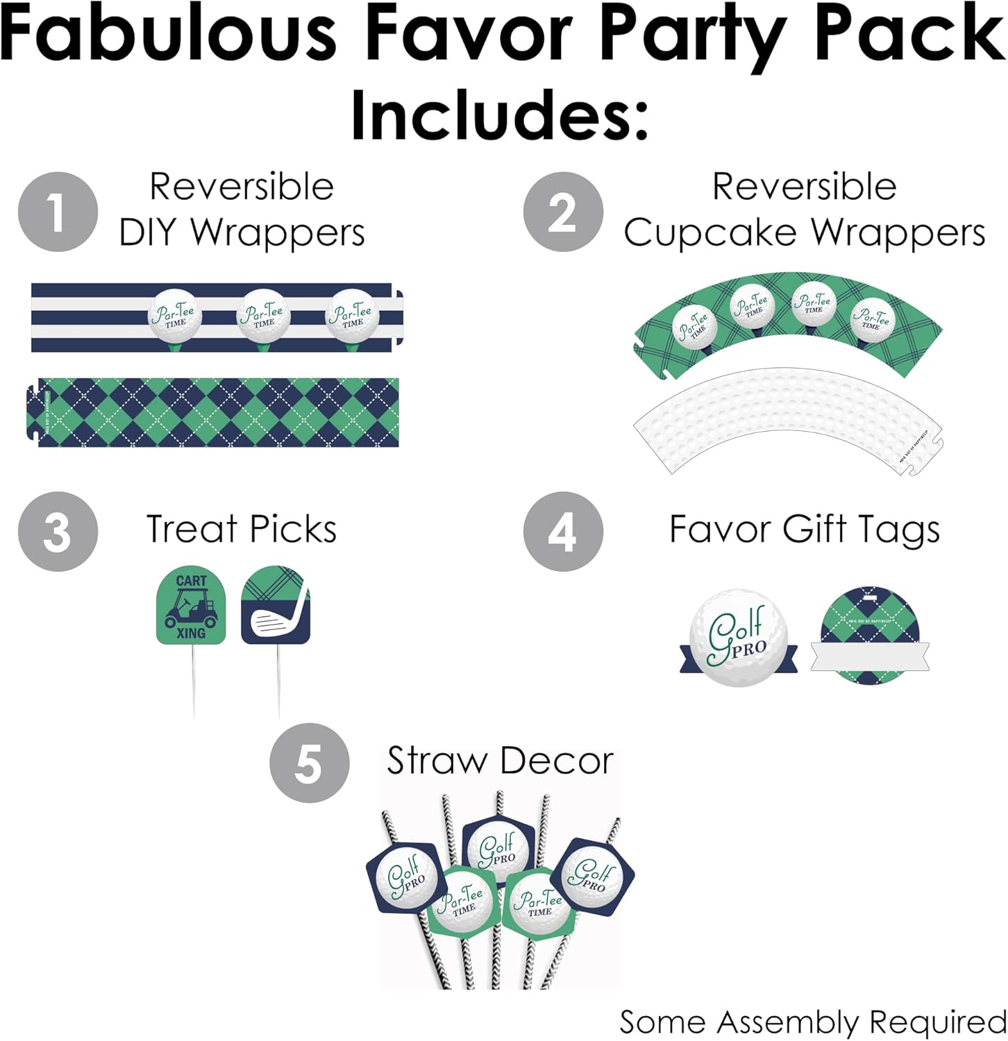 Big Dot of Happiness Par-Tee Time Party Favor Kit - 100 Pieces